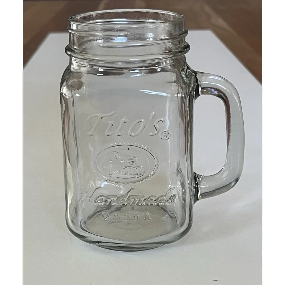 Tito's Handmade Vodka Embossed 16 oz. Glass Mason Jar Mugs - Set of 4
